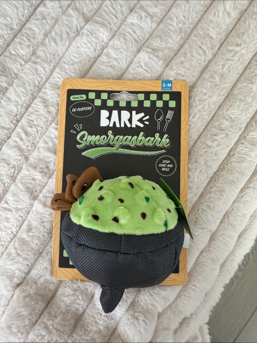 Bark Smorgasbark Avocado Plush Dog Toy - Green and Black with Brown Pit